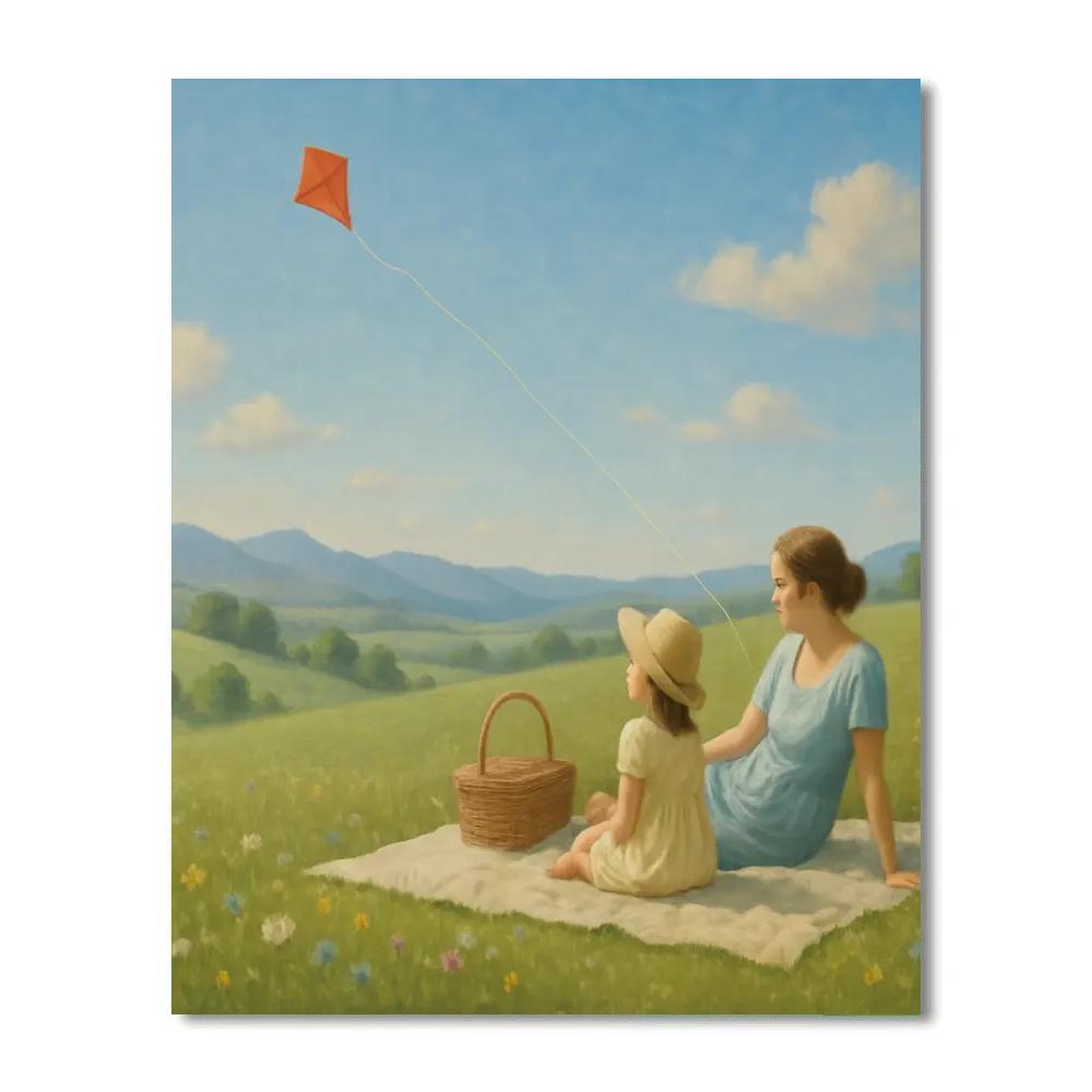 Rolling Hills Picnic Portrait paint by color