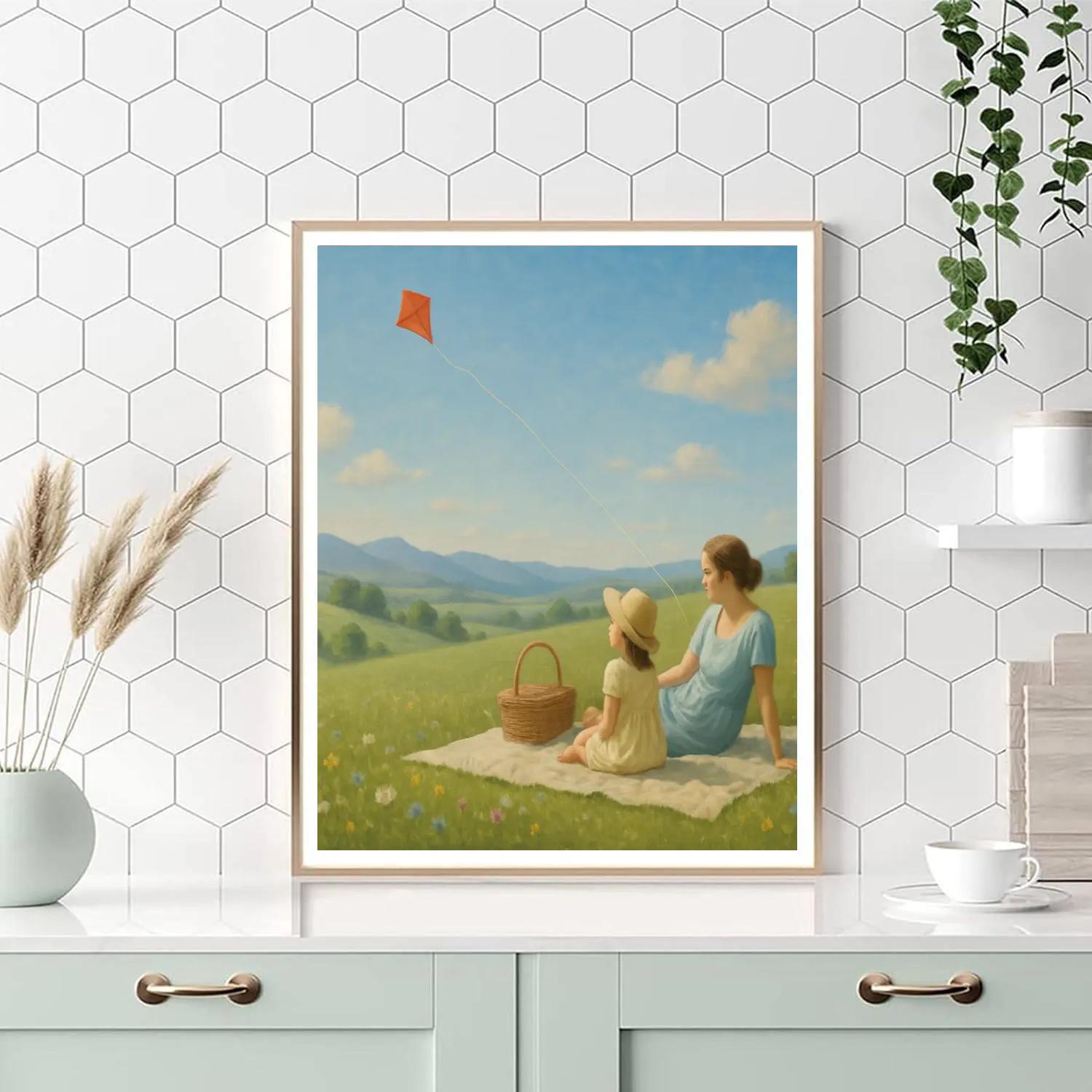 Rolling Hills Picnic Portrait paint by color
