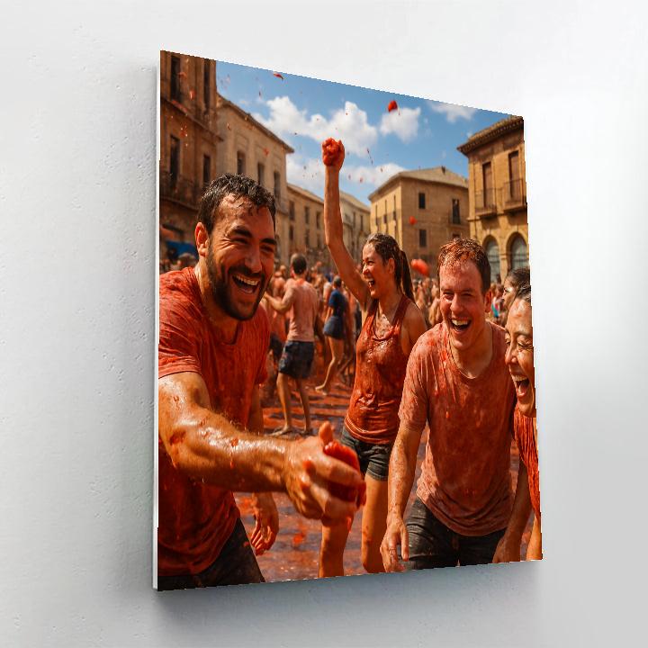 La Tomatina Festival Crowd Scene painting number kit