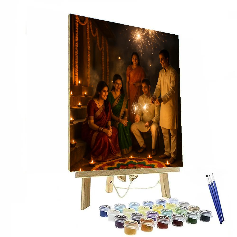 Diwali Festival Night Celebrations painting number kit