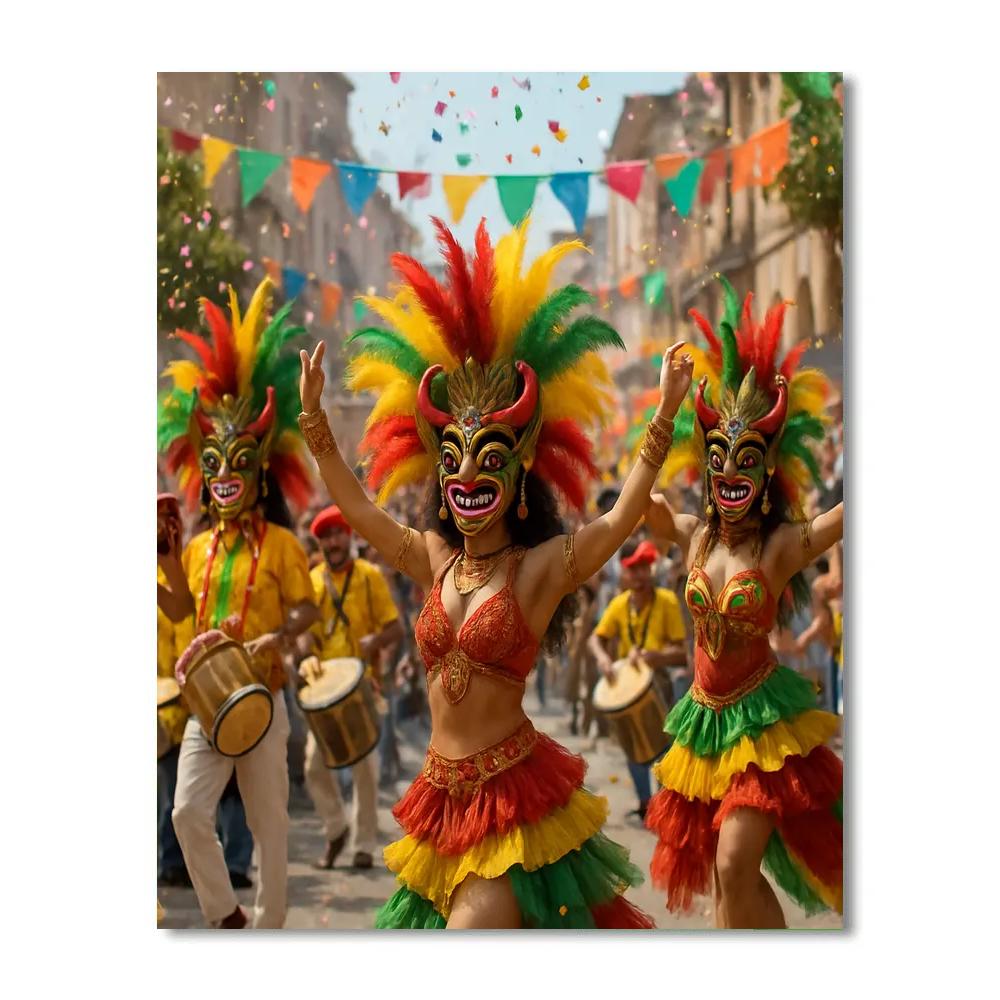 Carnaval De Barranquilla Parade Excitement Paint by numbers art