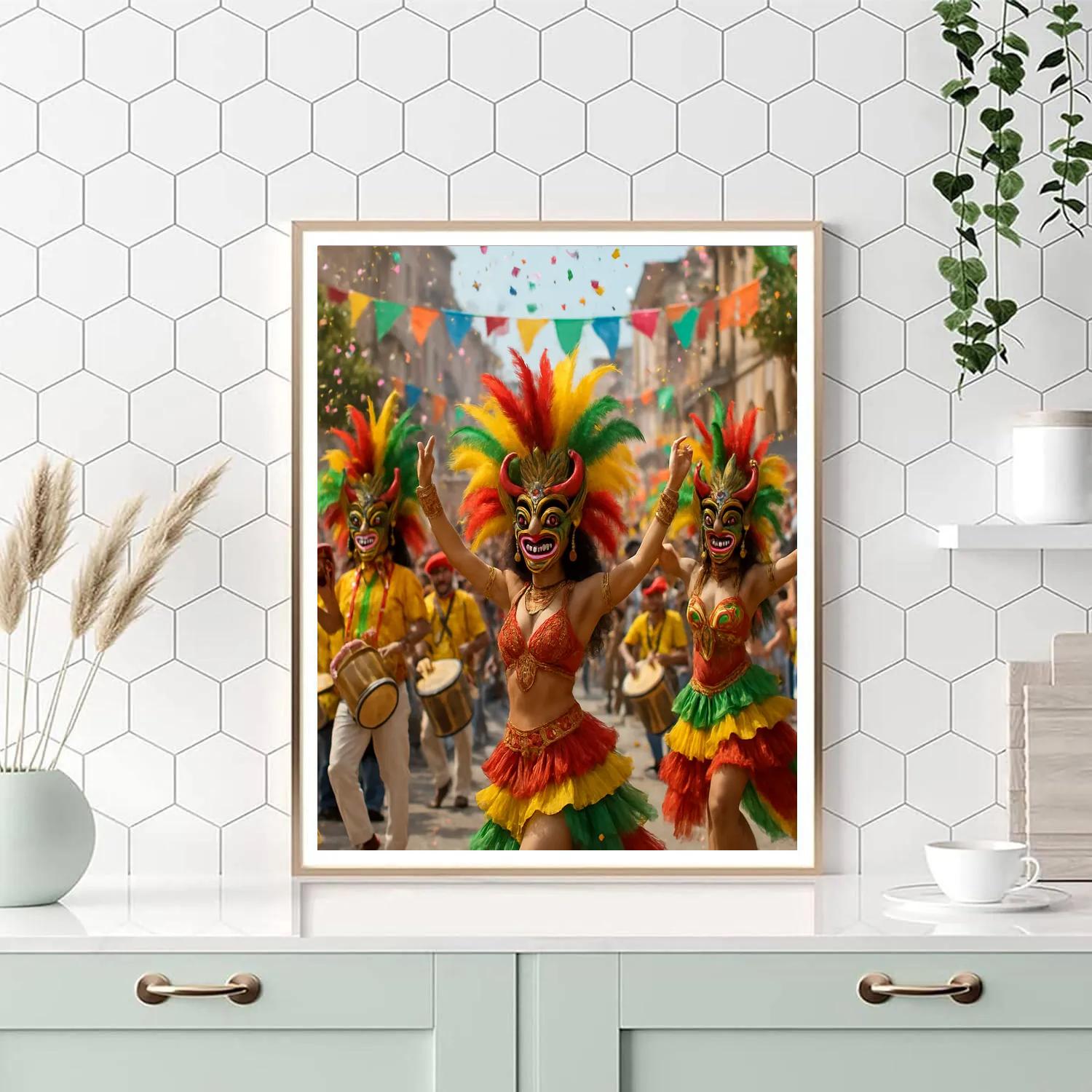 Carnaval De Barranquilla Parade Excitement Paint by numbers art