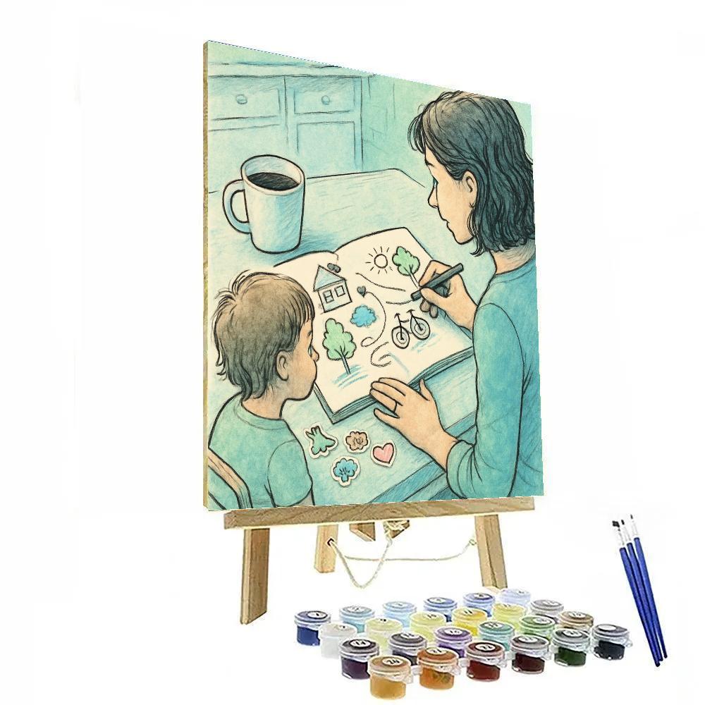 Sketchbook Bicycle Map Number painting