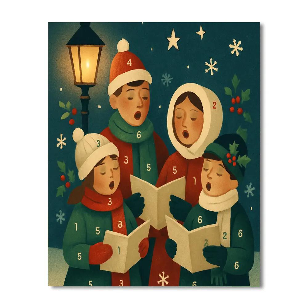 Starlit Caroling Circle Painting by numbers kit