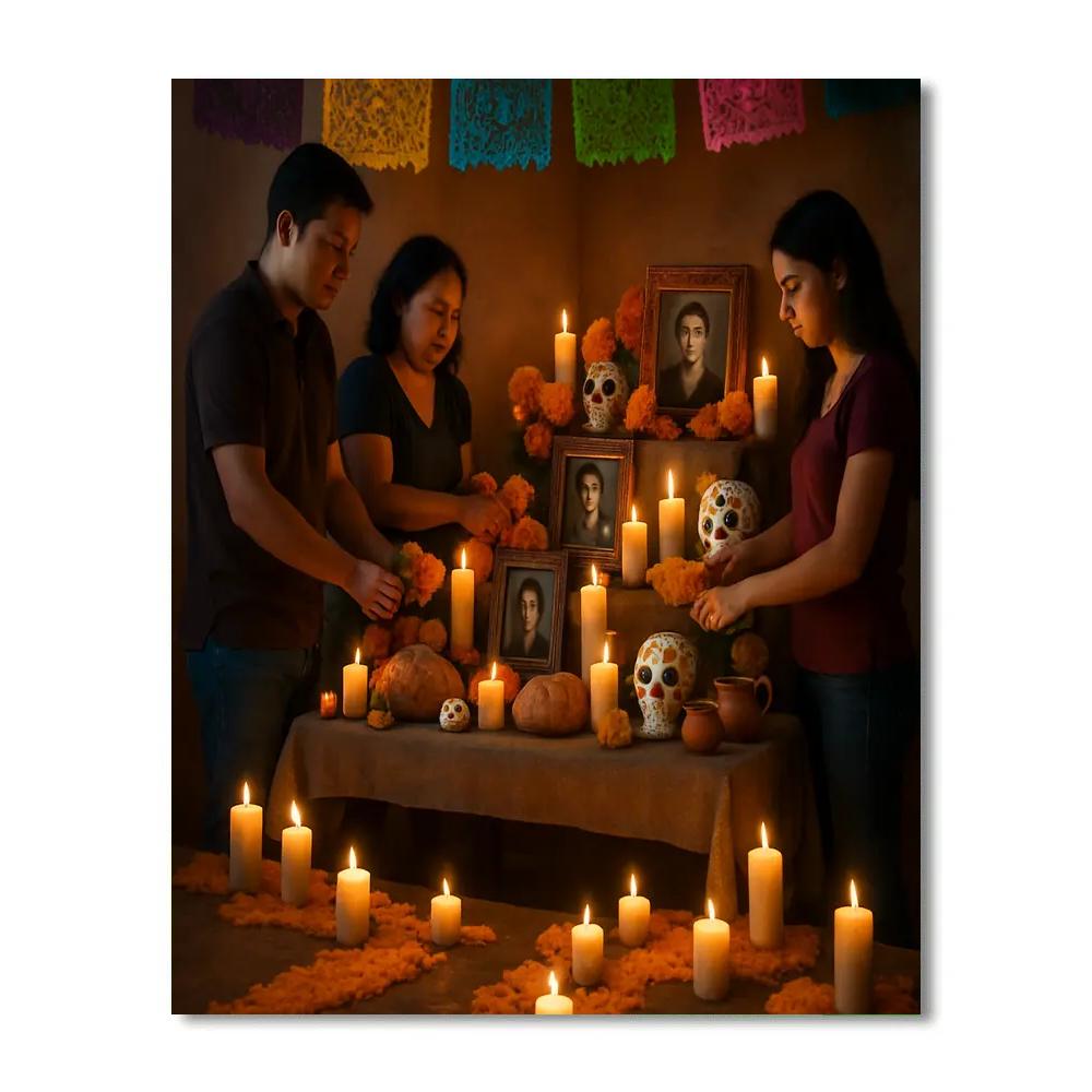 Día De Muertos Family Ofrenda Ceremony DIY paint by numbers