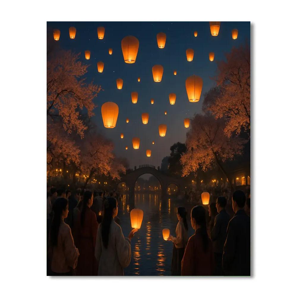 Chinese Lantern Festival By Riverside Paint by numbers art