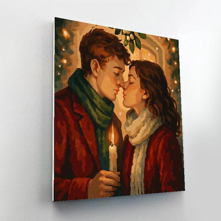 Candlelit Mistletoe Moment Paint by numbers art
