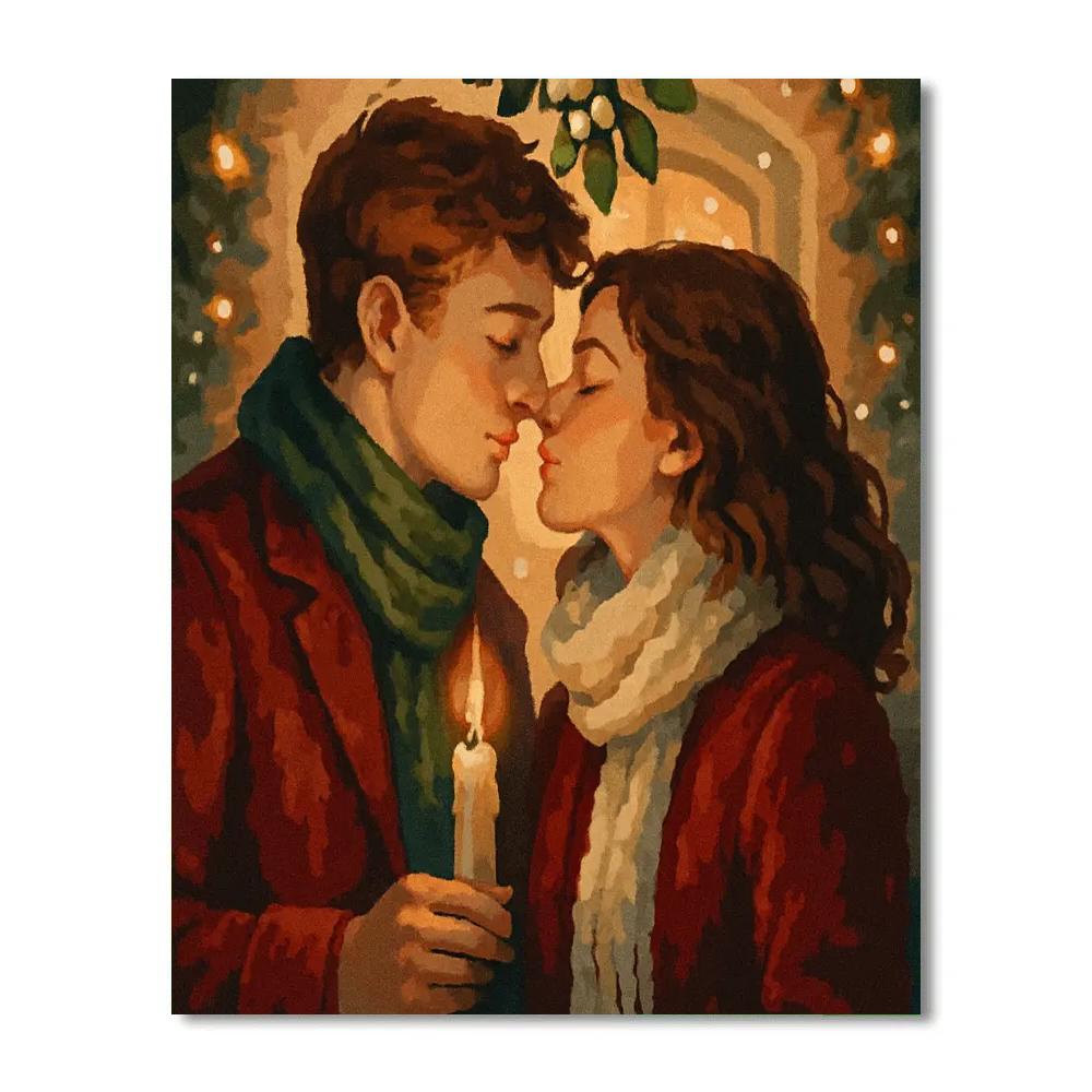 Candlelit Mistletoe Moment Paint by numbers art