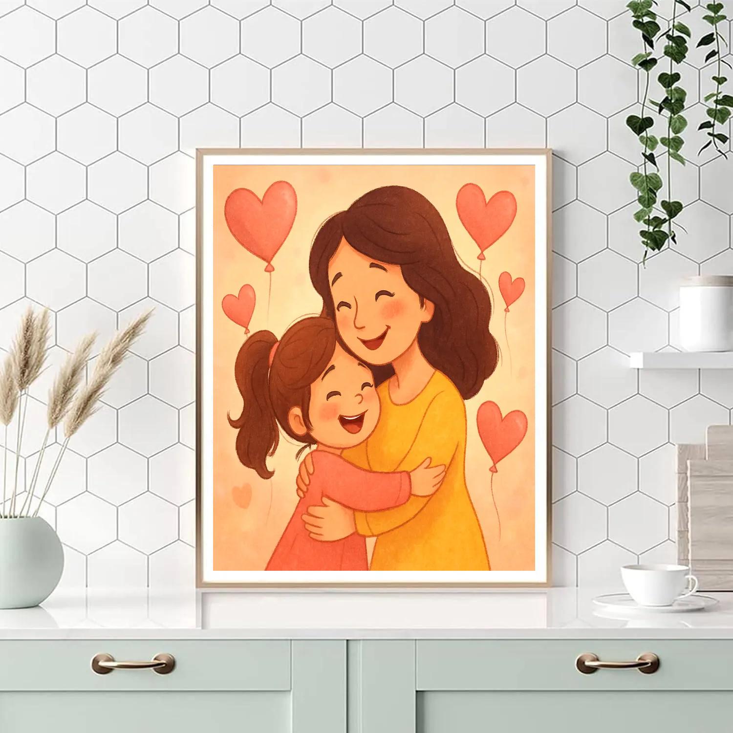 Mothers Heartfelt Embrace painting number kit