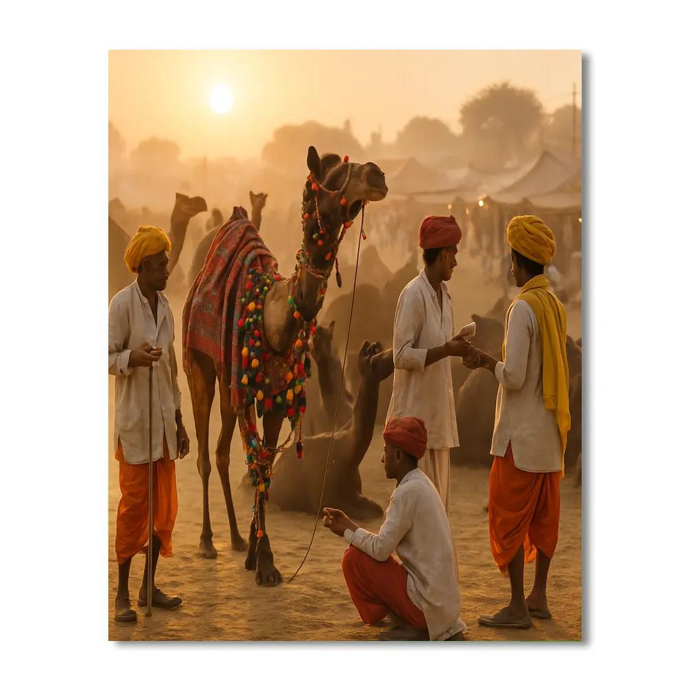 Pushkar Camel Fair Livestock Trading paint by number