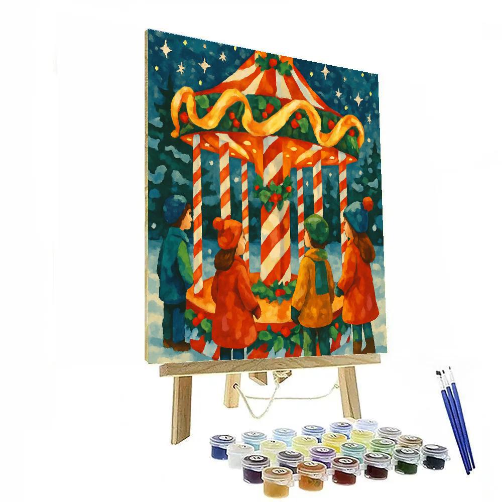 Candy Cane Carousel paint by number