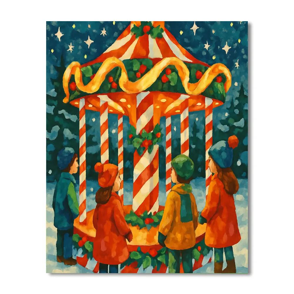 Candy Cane Carousel paint by number