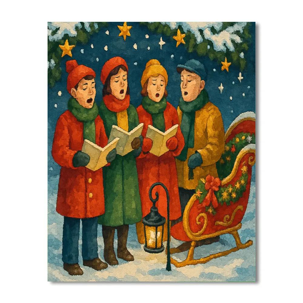 Snowy Sleigh Serenade Painting by numbers kit