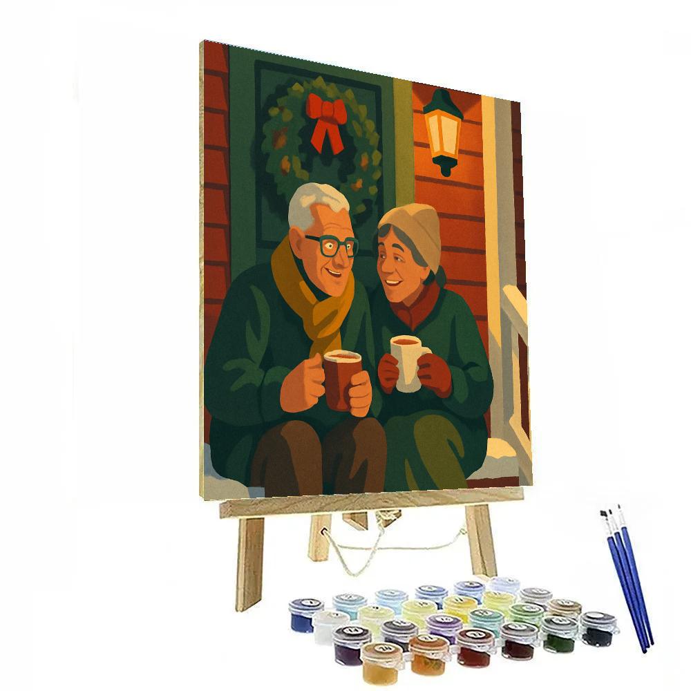 Snowy Porch Gathering Paint by numbers art