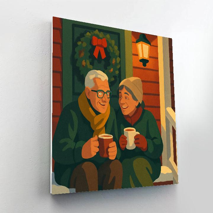 Snowy Porch Gathering Paint by numbers art