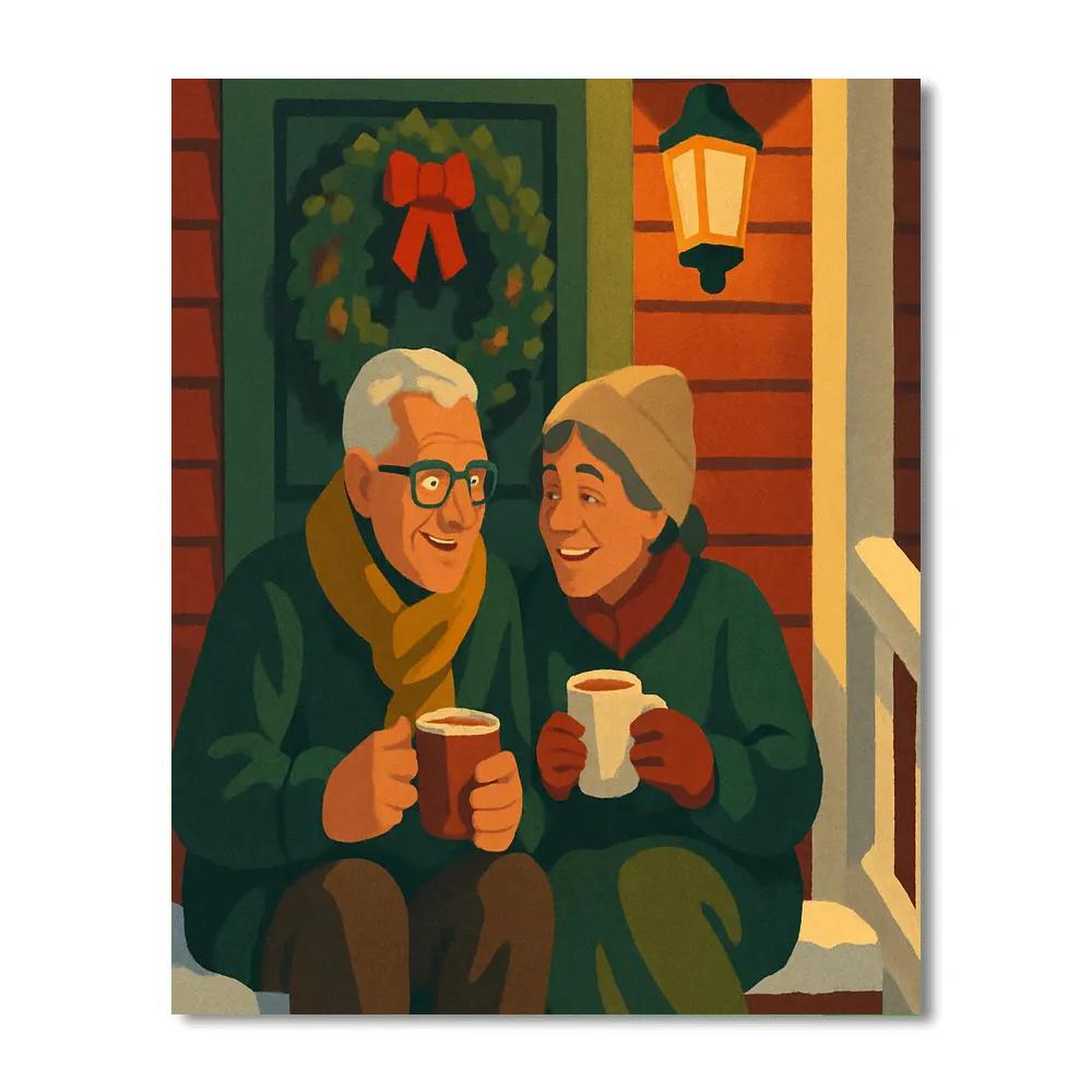Snowy Porch Gathering Paint by numbers art