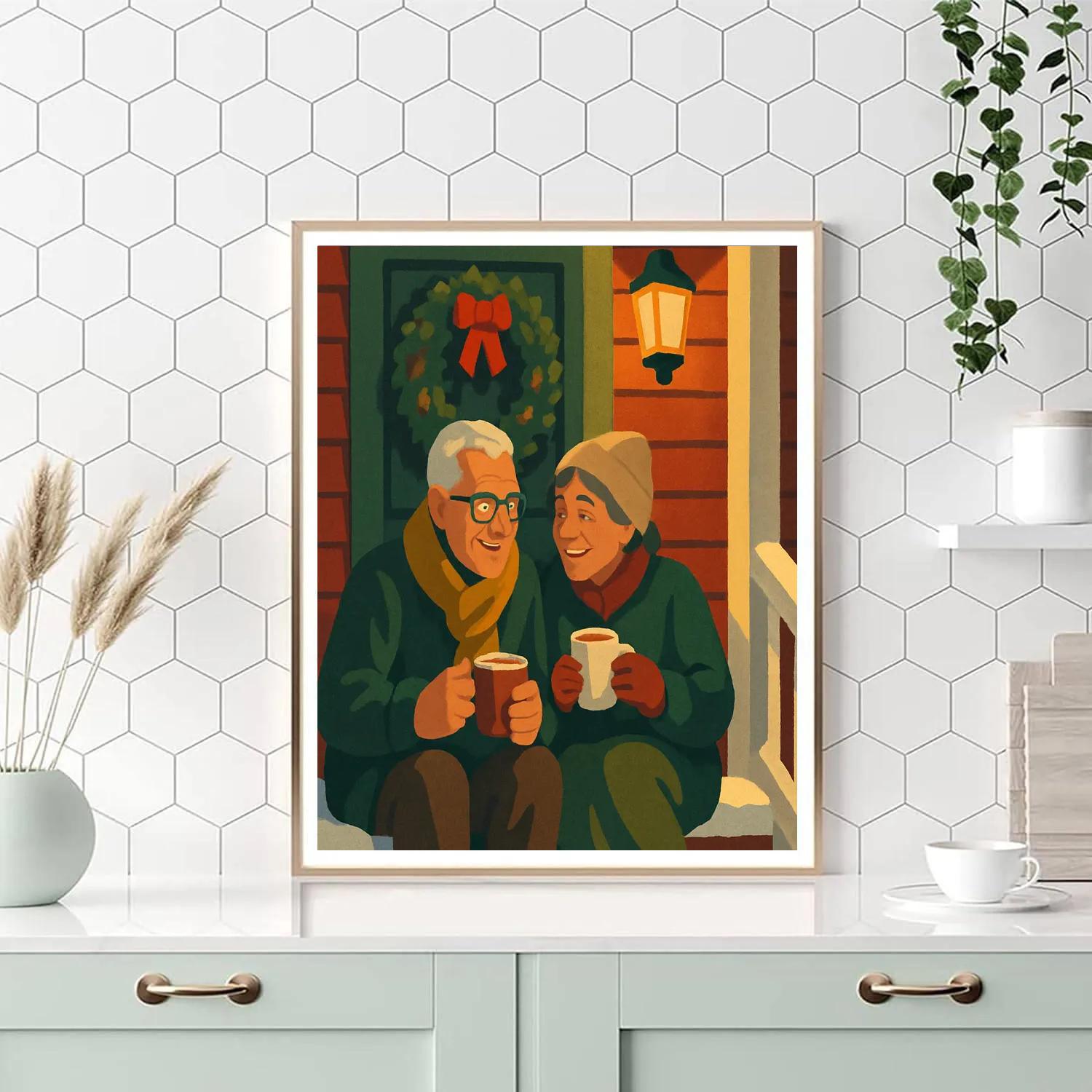 Snowy Porch Gathering Paint by numbers art