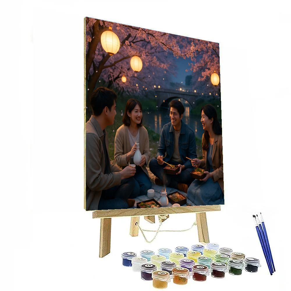 Hanami Cherry Blossom Picnic DIY paint by numbers