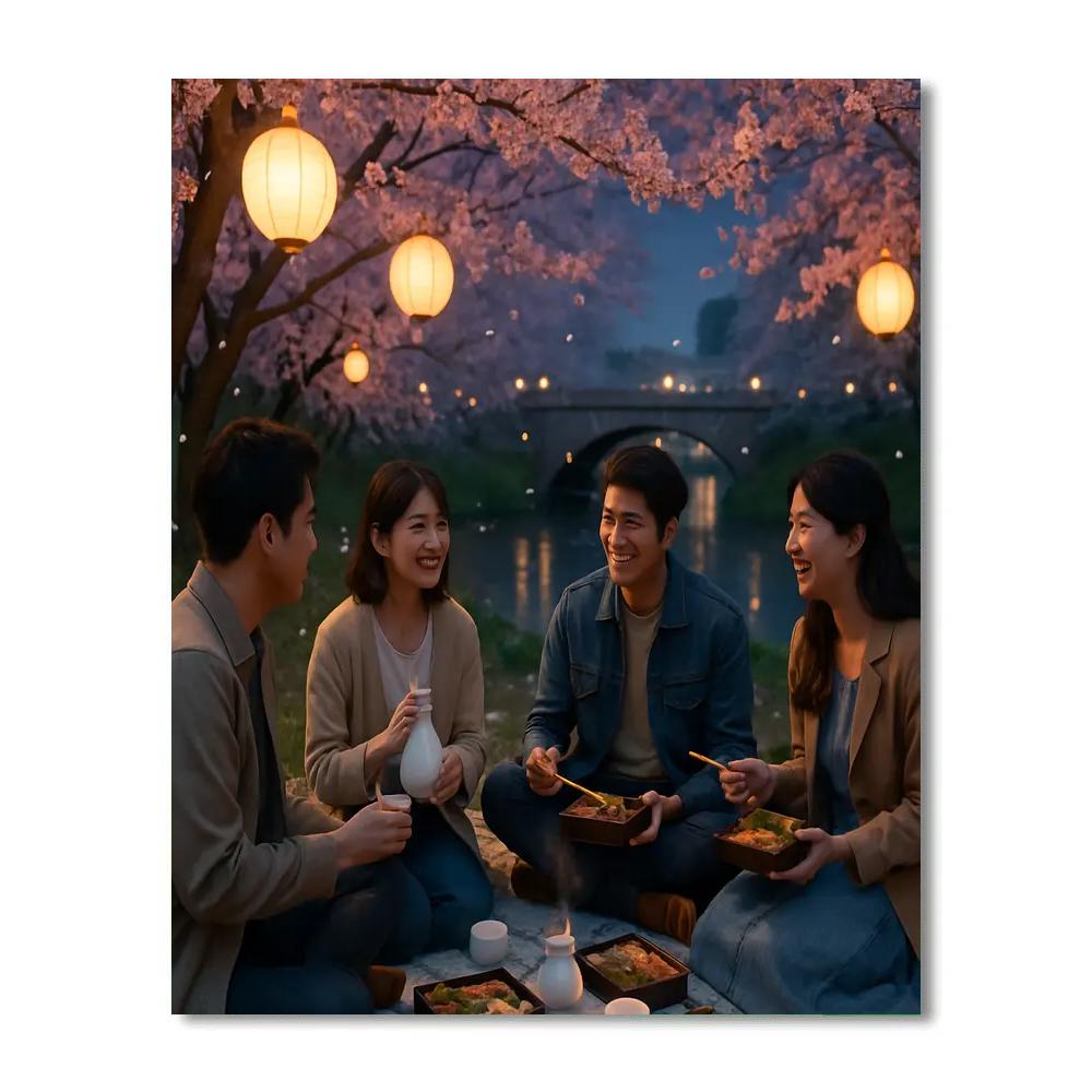 Hanami Cherry Blossom Picnic DIY paint by numbers