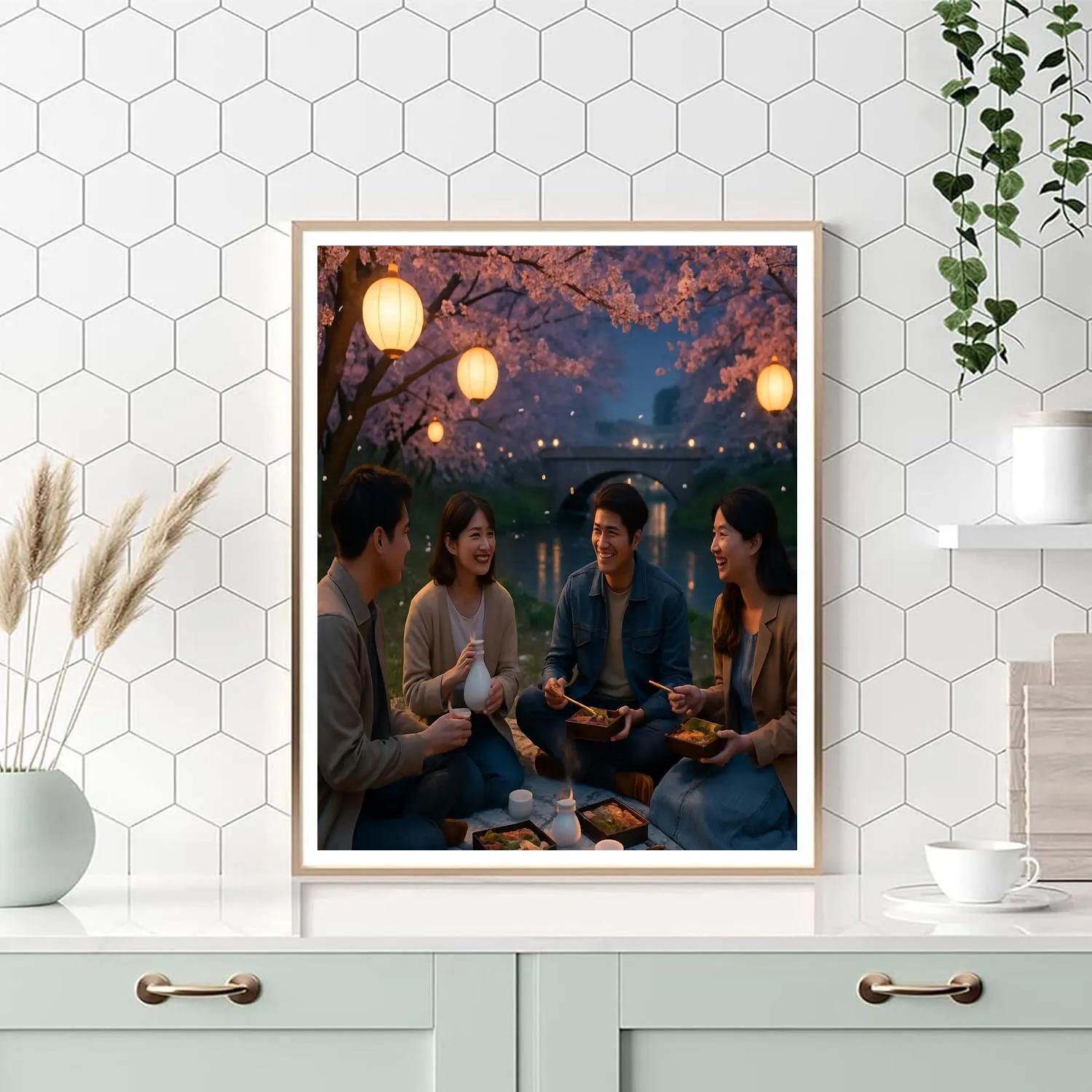 Hanami Cherry Blossom Picnic DIY paint by numbers