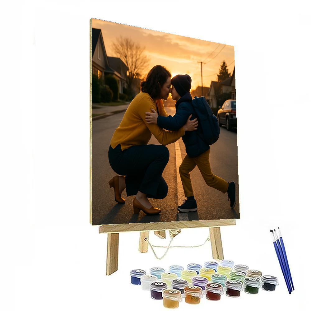 Sunrise School Run Hug Numbered painting kits