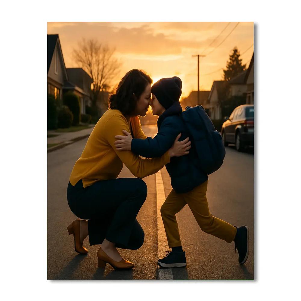 Sunrise School Run Hug Numbered painting kits