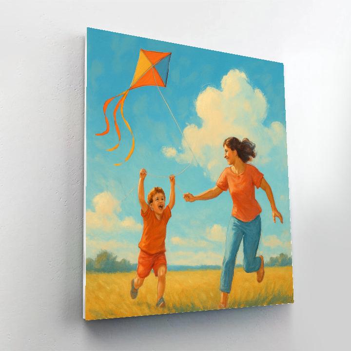 Mother And Child Kite Flight paint by numbers