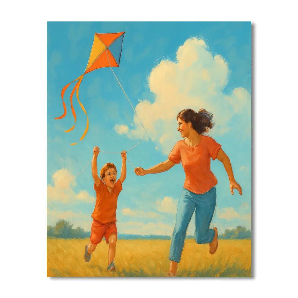 Mother And Child Kite Flight paint by numbers