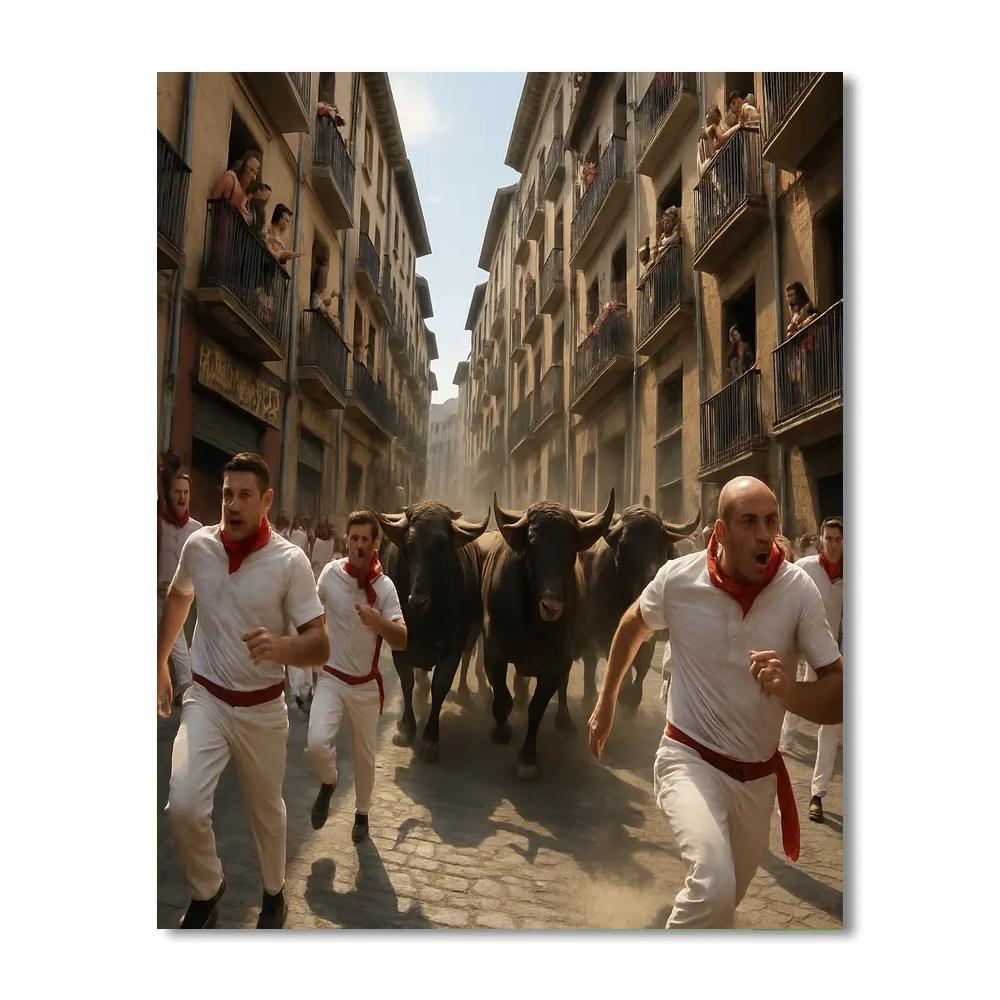 Pamplona Running Of The Bulls paint by number