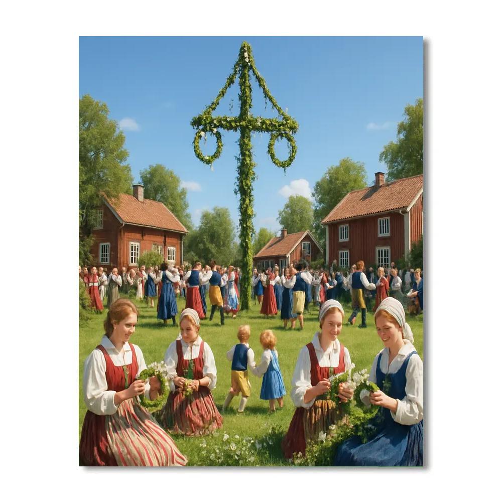 Midsummer Solstice Celebration Sweden Numbered painting kits