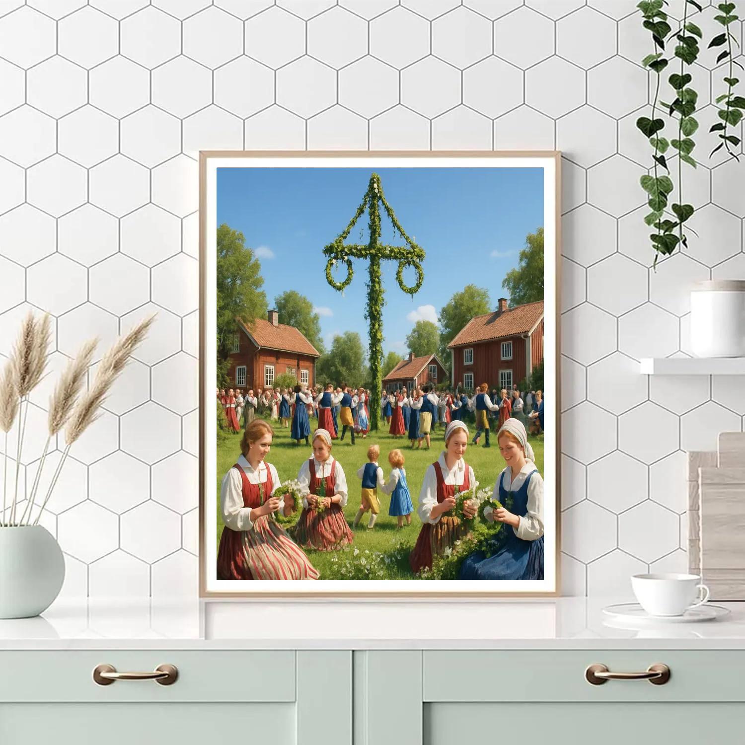 Midsummer Solstice Celebration Sweden Numbered painting kits