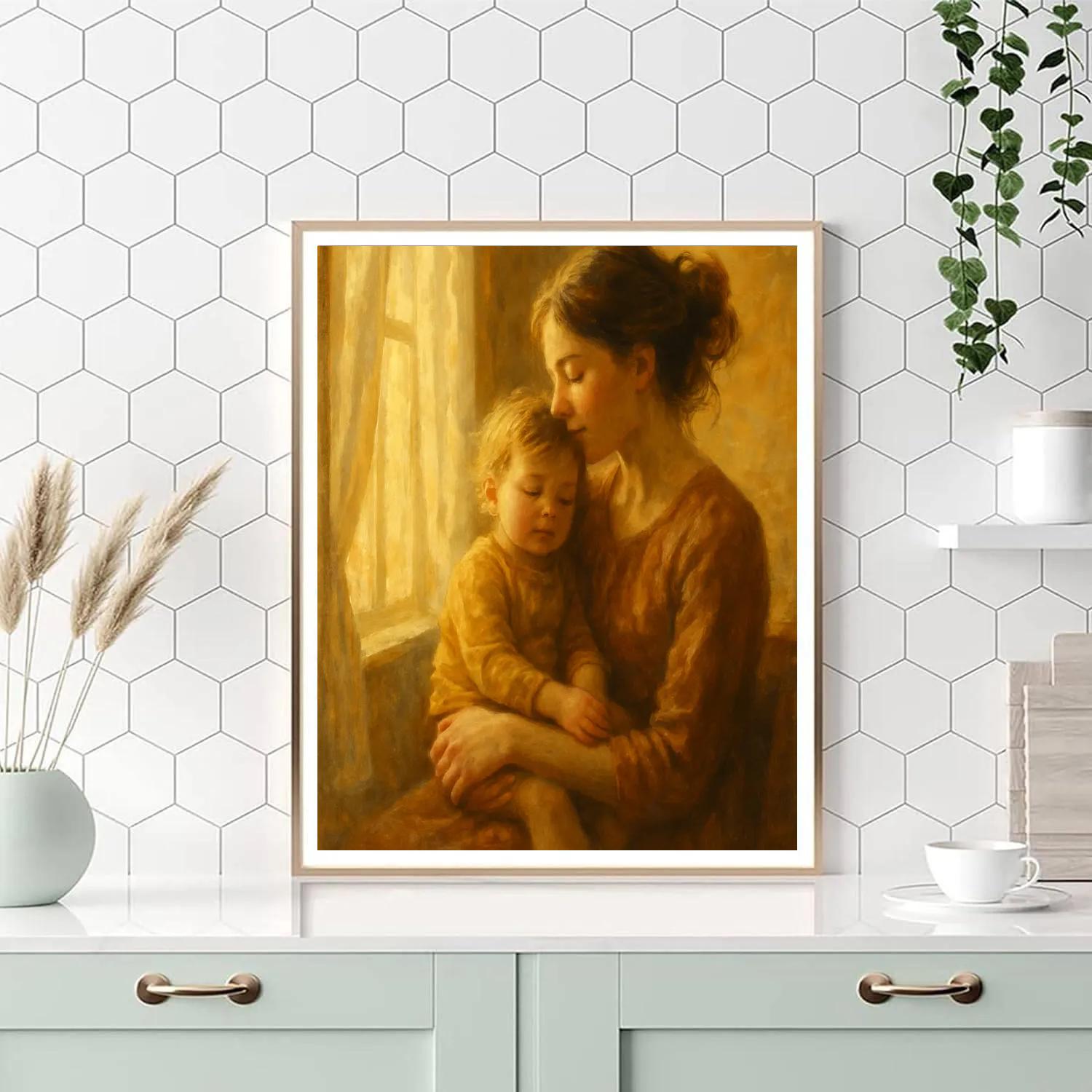 Morning Light With Mother And Child Numbered painting kits