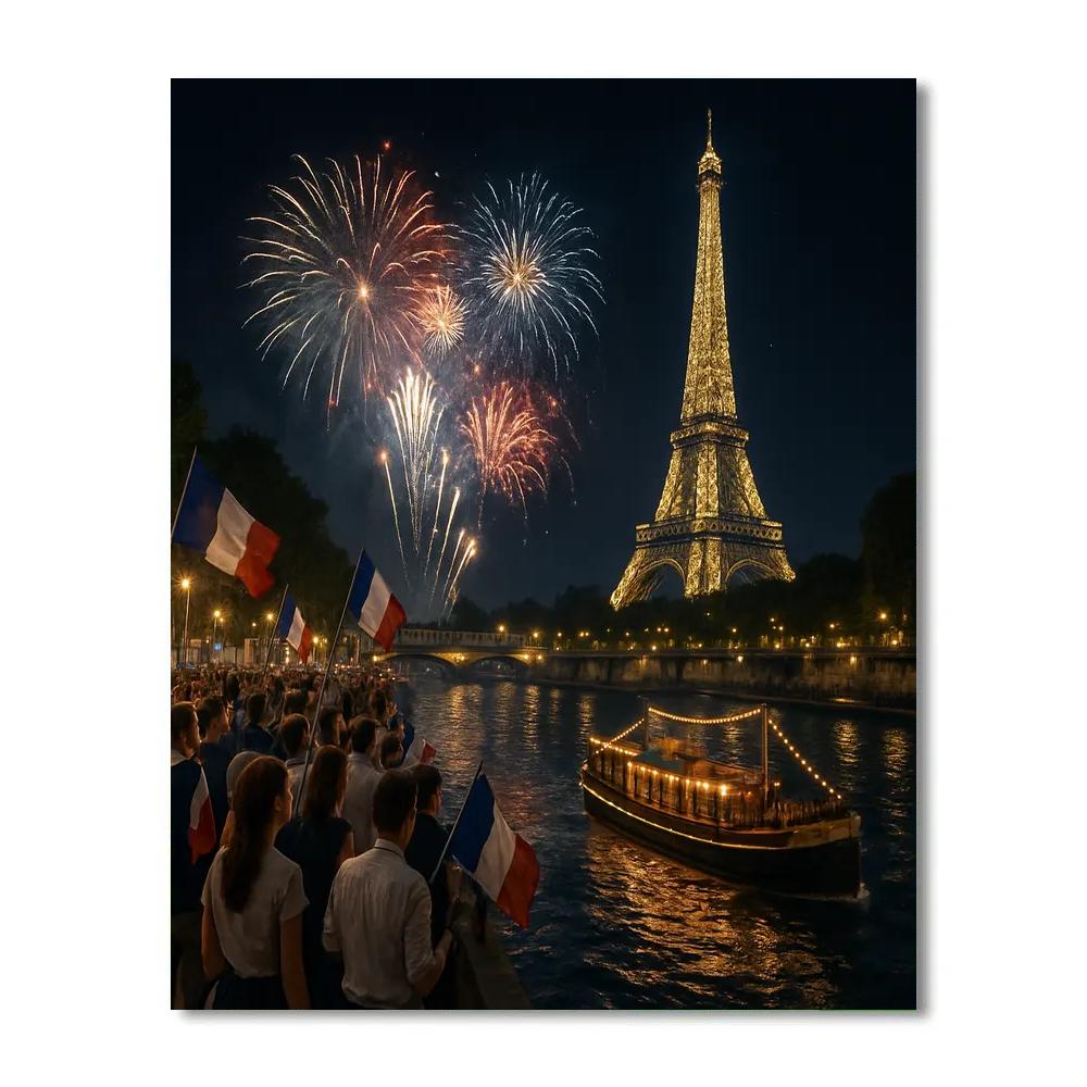Bastille Day Paris Fireworks paint by color