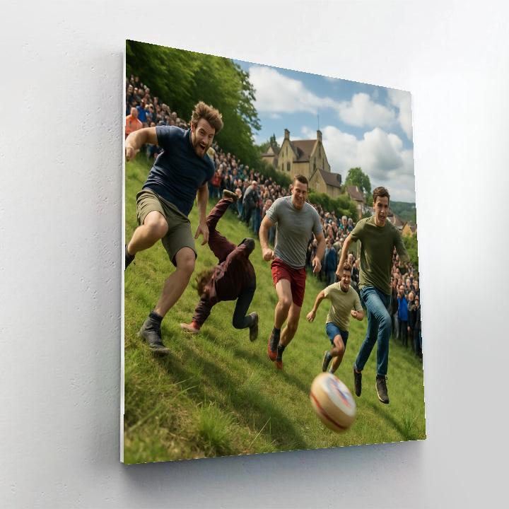 Cooper’s Hill Cheese Rolling Number painting