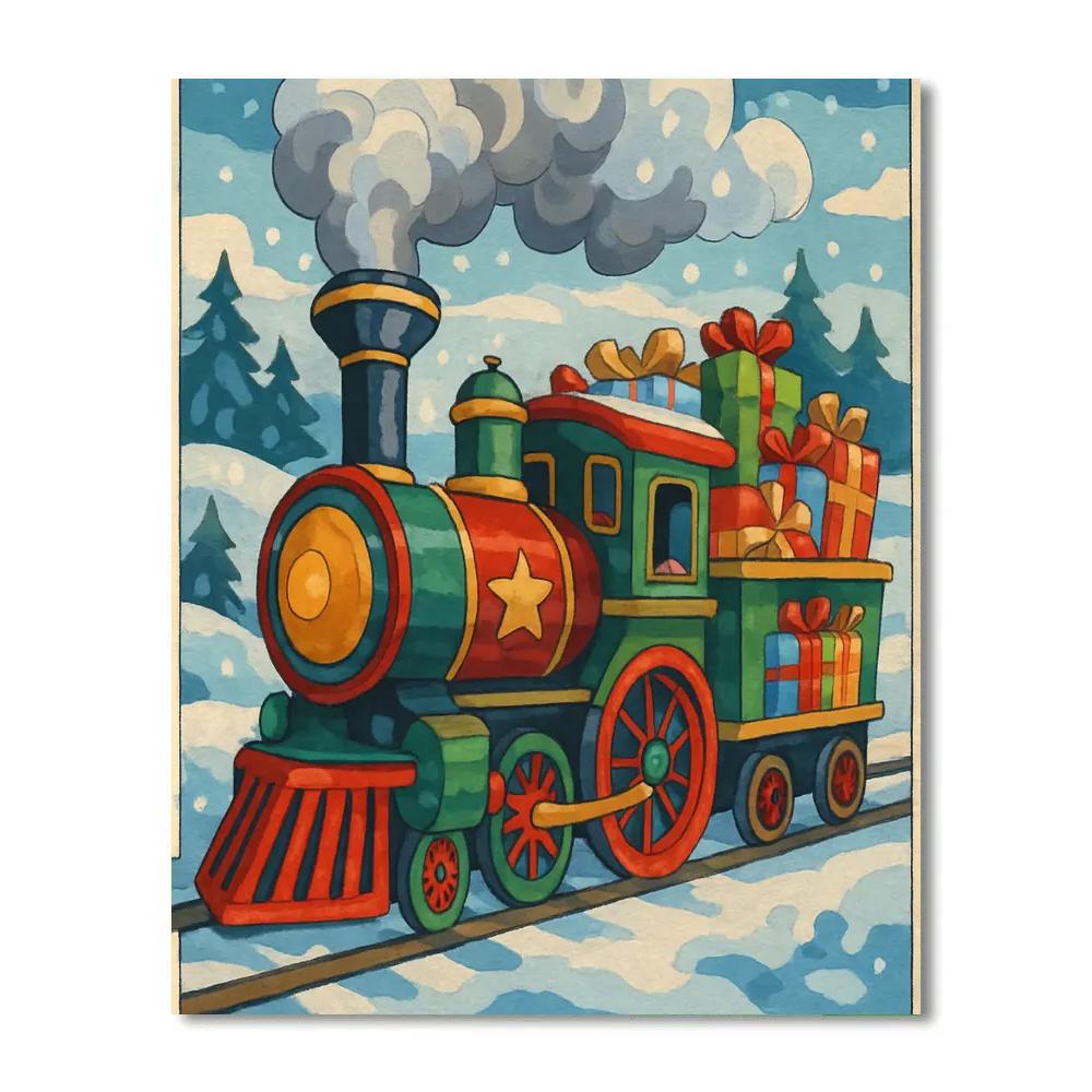 Holiday Train Painting by numbers kit