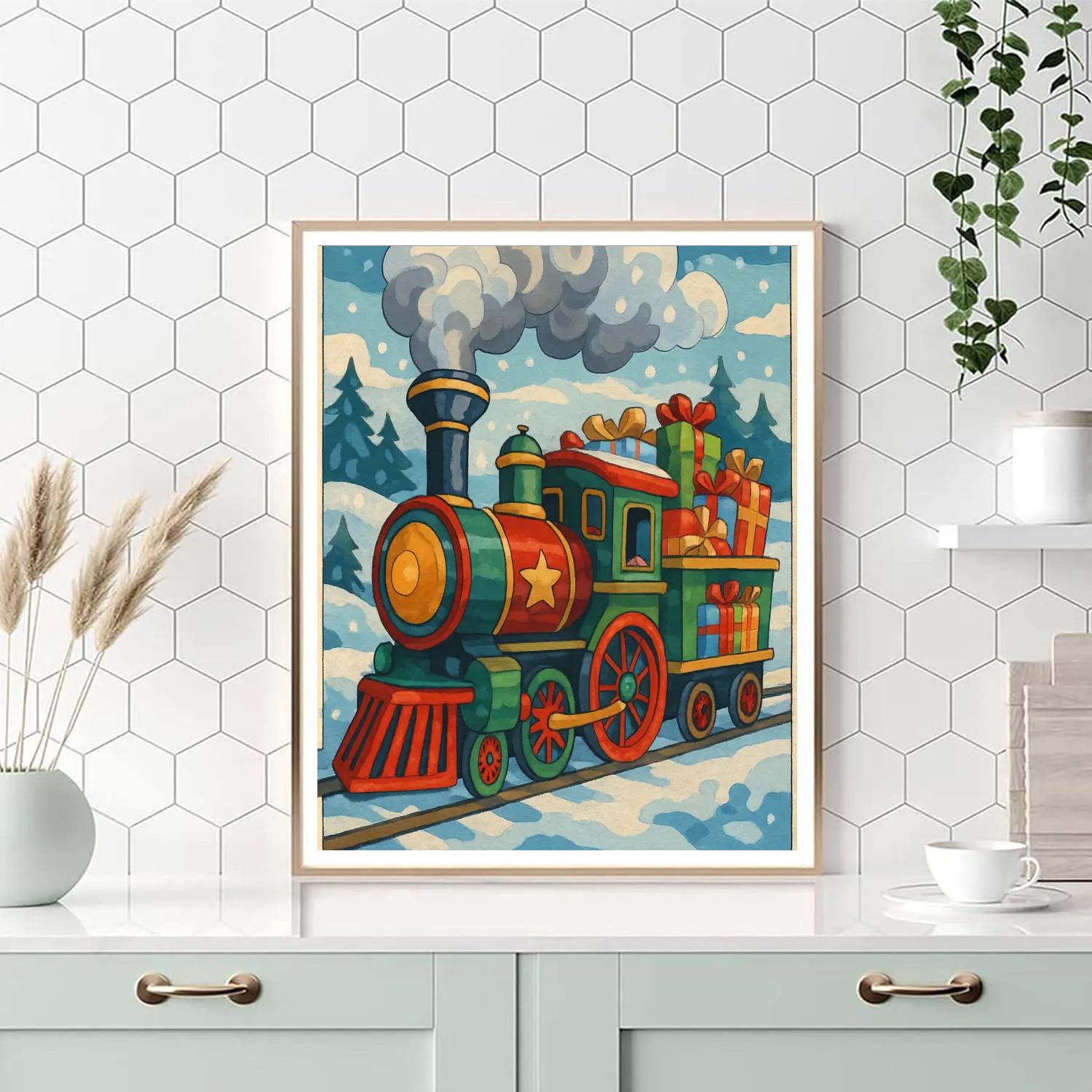 Holiday Train Painting by numbers kit