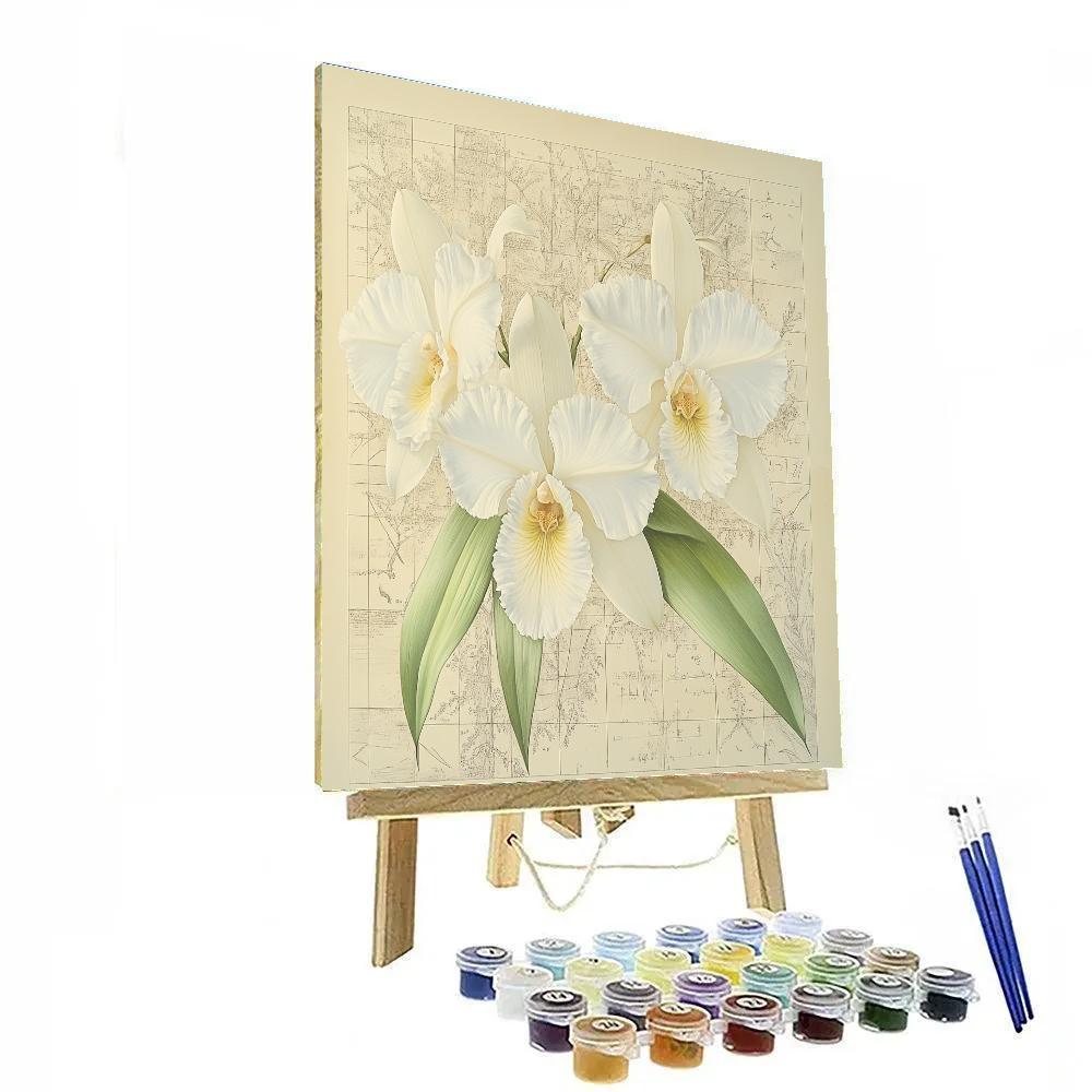 Leonardo Da Vinci Inspired Orchid Botanical Study paint by number