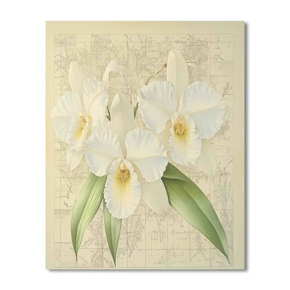 Leonardo Da Vinci Inspired Orchid Botanical Study paint by number