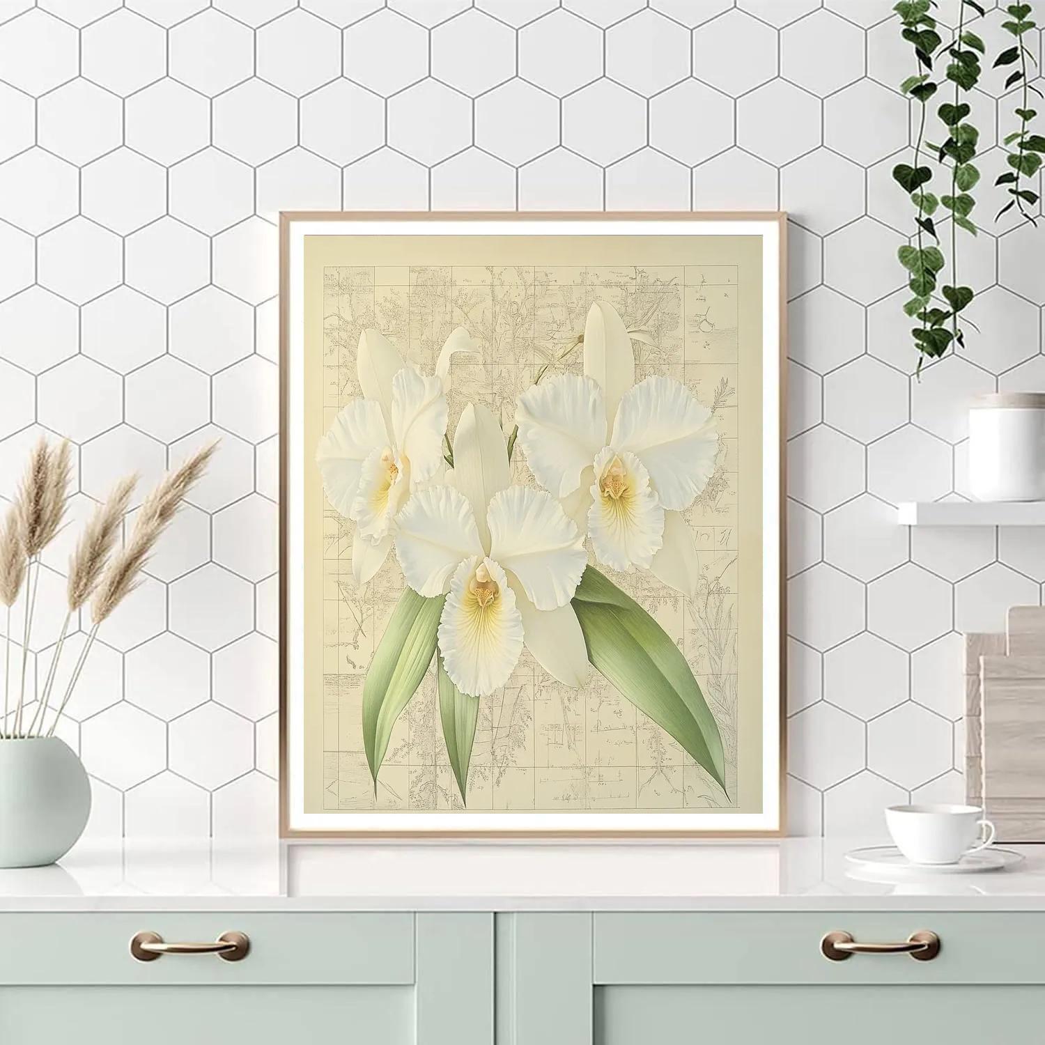 Leonardo Da Vinci Inspired Orchid Botanical Study paint by number