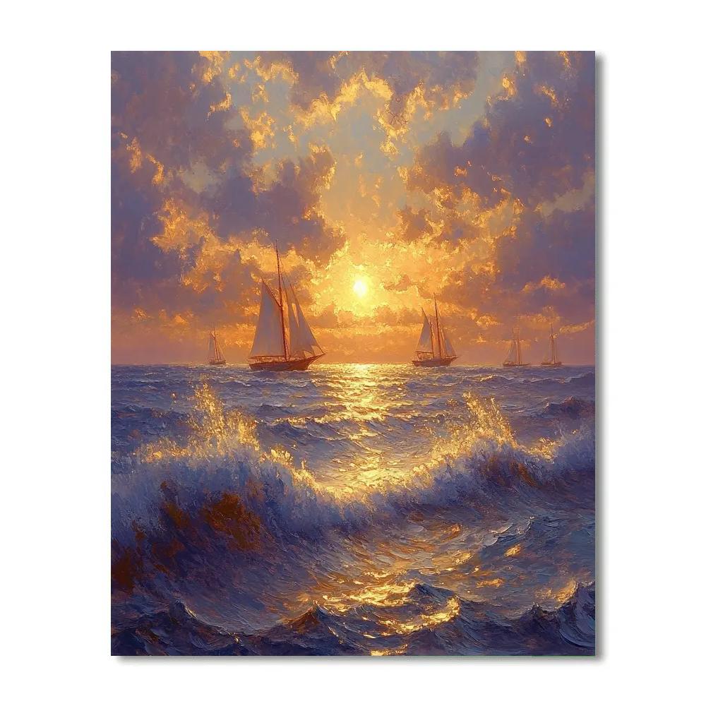 Turner Inspired Sea Sunset Paint by numbers art