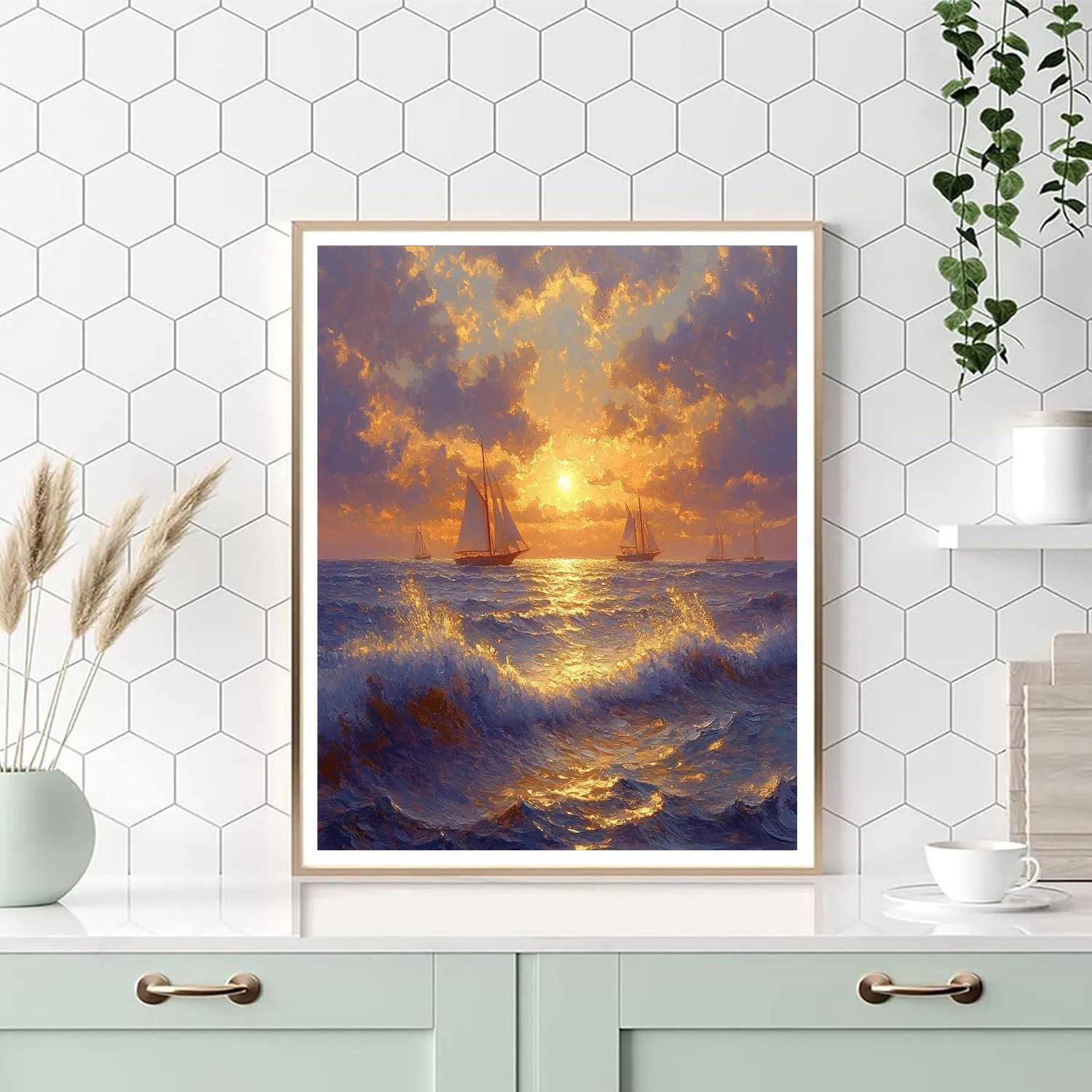 Turner Inspired Sea Sunset Paint by numbers art