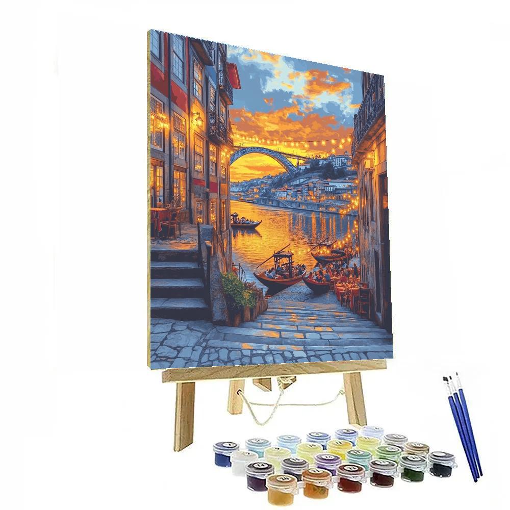 Ribeira Riverside Promenade Porto Portugal paint by number