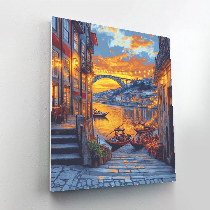 Ribeira Riverside Promenade Porto Portugal paint by number