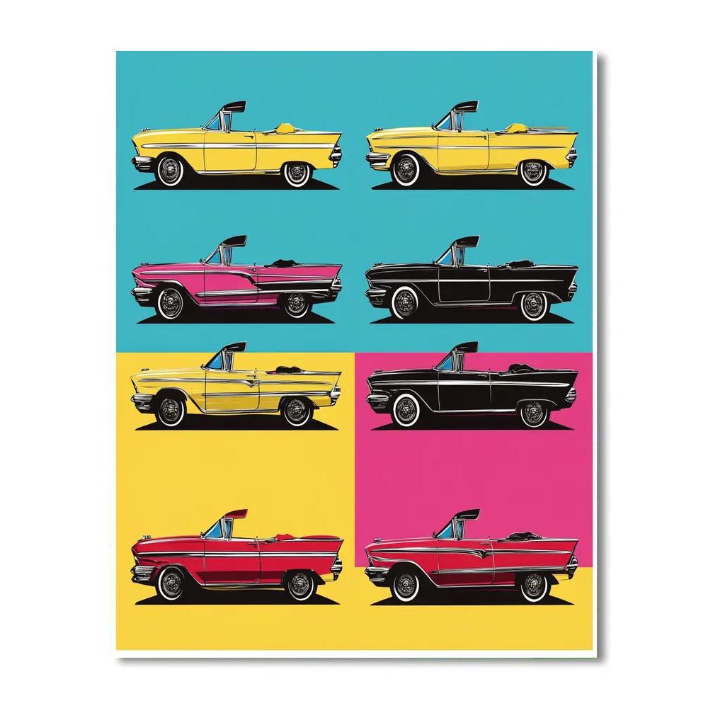 Warhol Inspired Vintage Cars paint by numbers