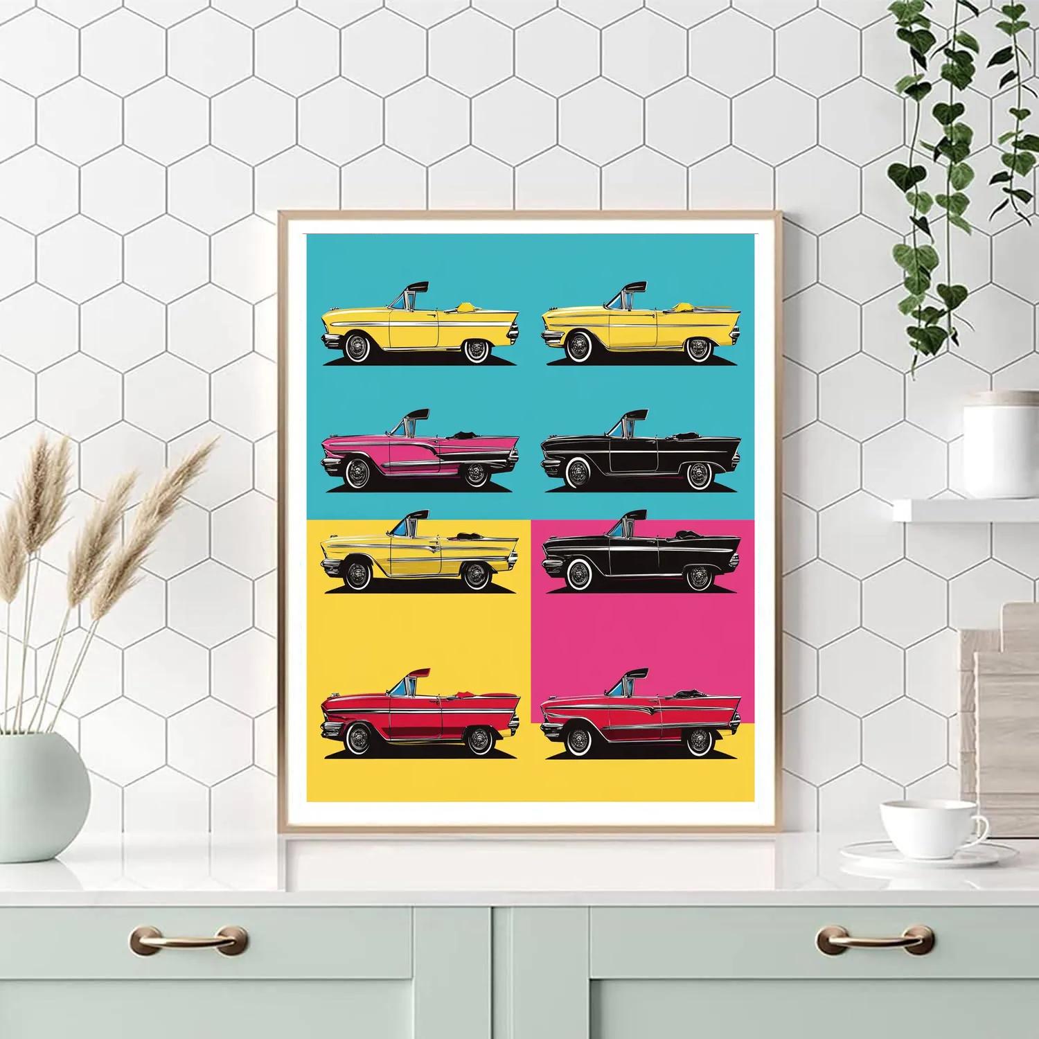 Warhol Inspired Vintage Cars paint by numbers