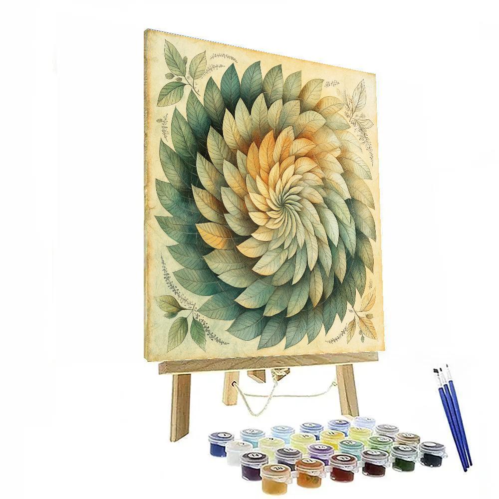 Leonardo Da Vinci Inspired Botanical Spiral Patterns DIY paint by numbers