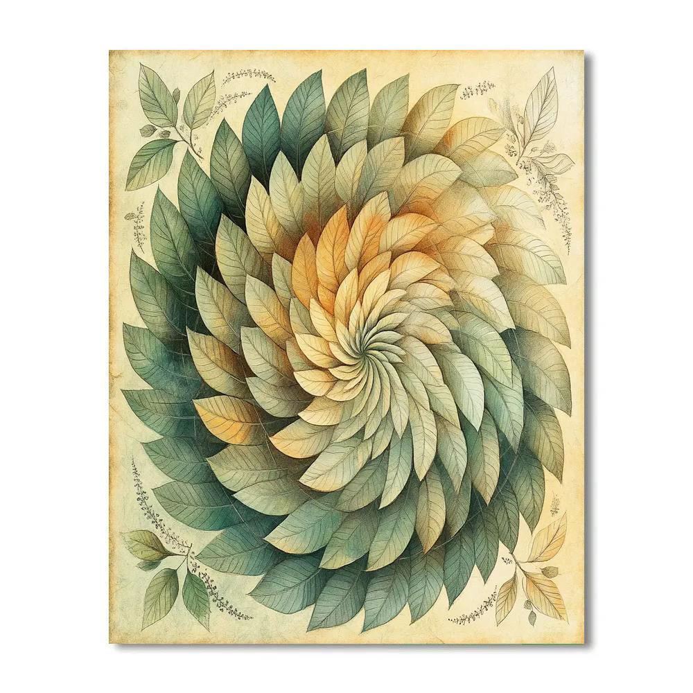 Leonardo Da Vinci Inspired Botanical Spiral Patterns DIY paint by numbers