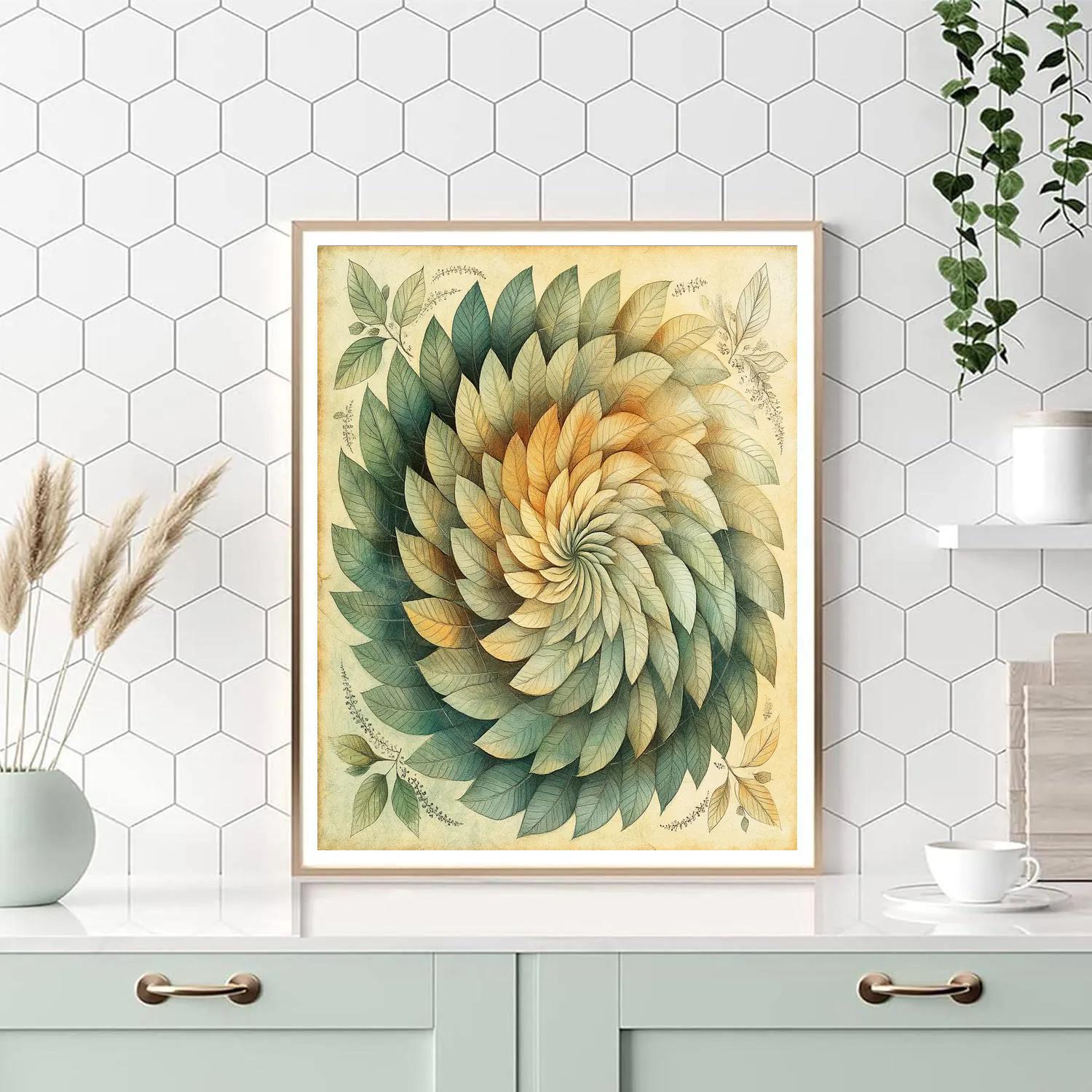 Leonardo Da Vinci Inspired Botanical Spiral Patterns DIY paint by numbers