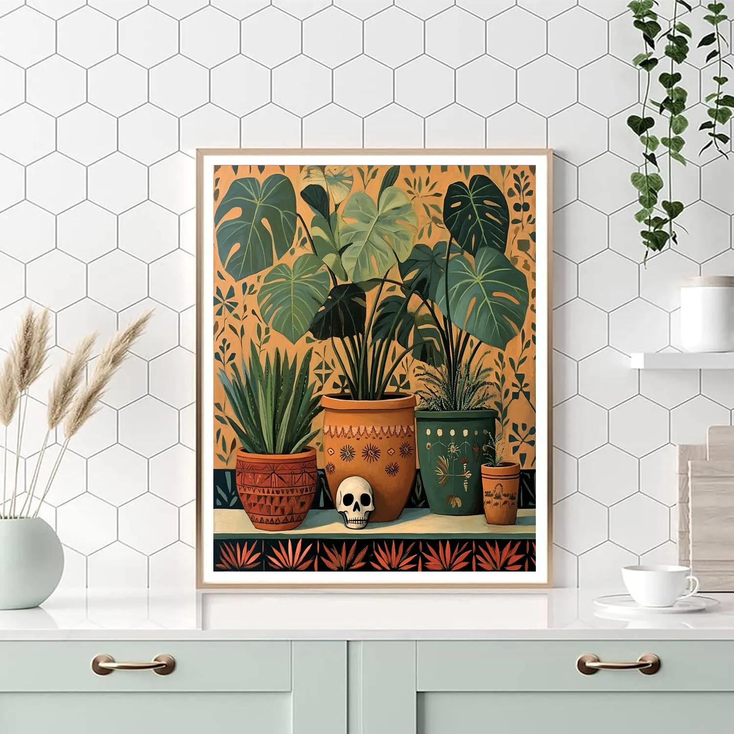 Frida Kahlo Inspired Houseplants Still Life Numbered painting kits