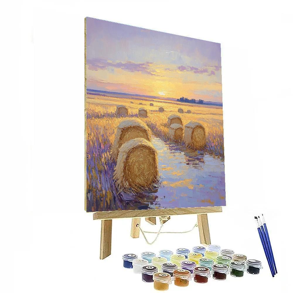 Claude Monet Inspired Haystacks At Evening Glow Number painting